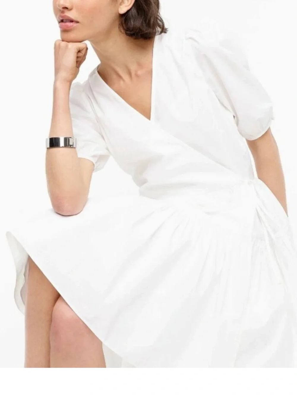 J. Crew Poplin Wrap Dress White Cotton Cottagecore Size PS NWT